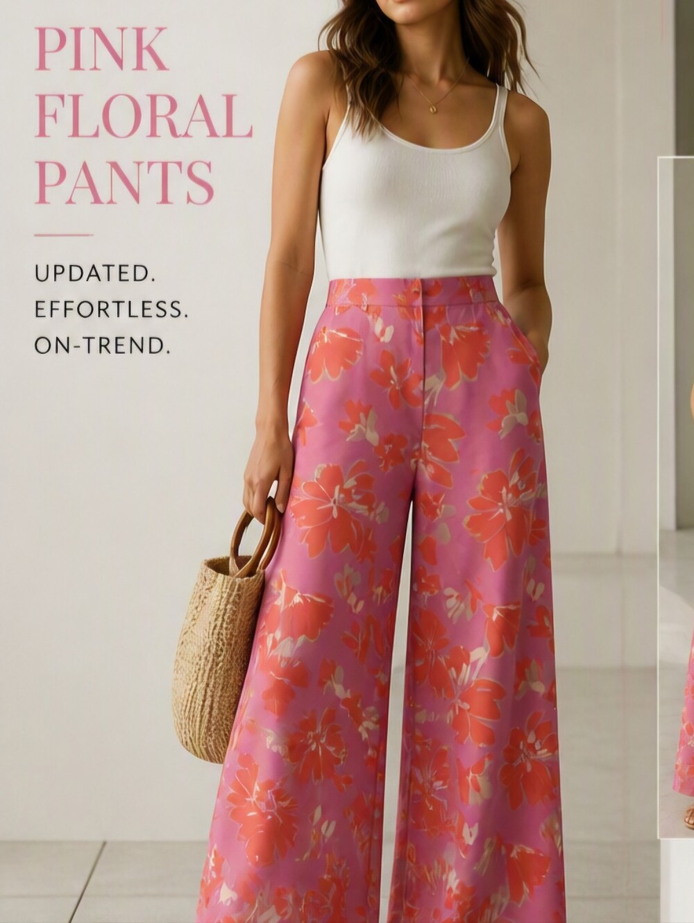 ANTONIO MELANI Pink And Orange Floral Pant In Blooming Mandarin. Size 2 NWT